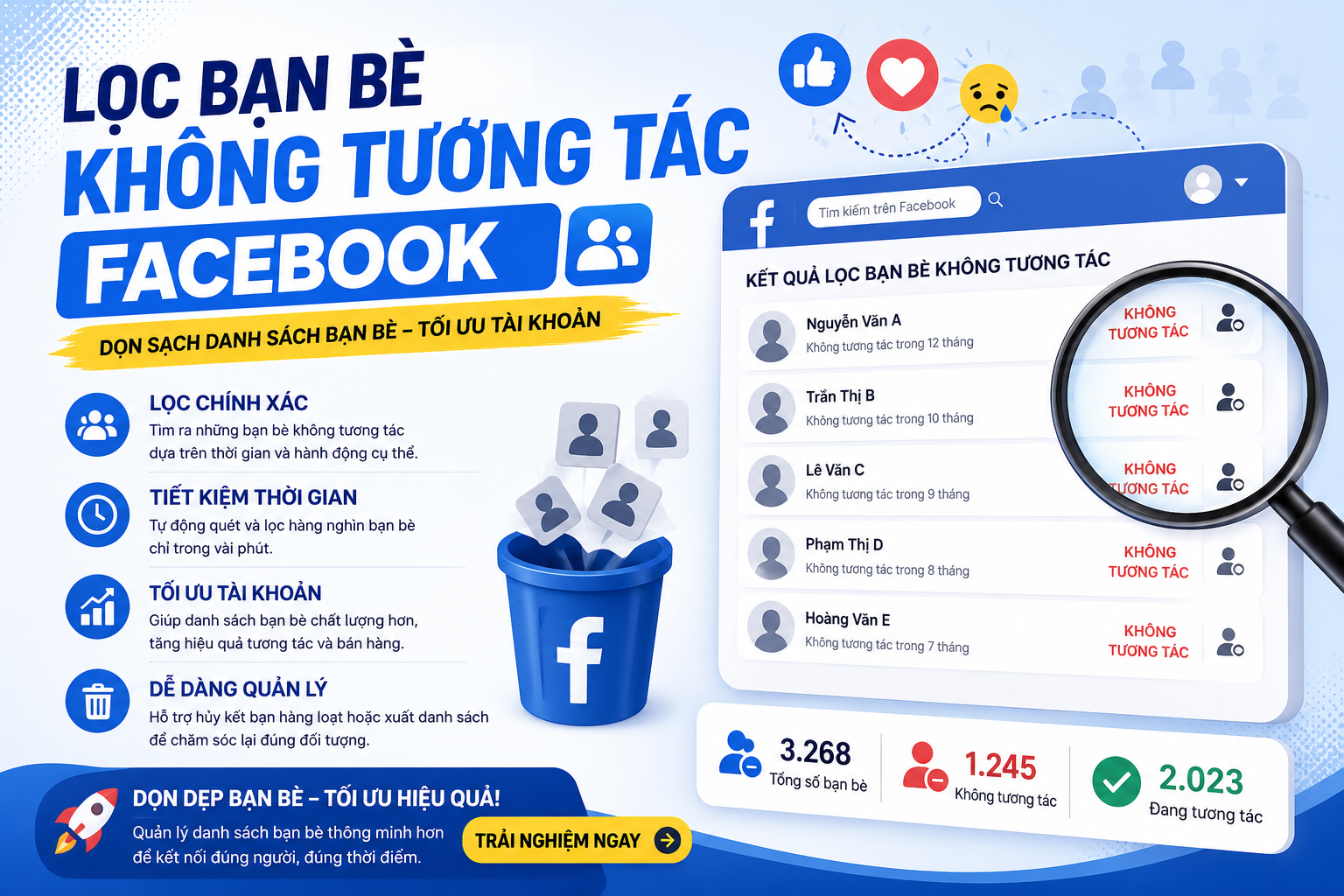 lọc bạn bè không tương tác Facebook